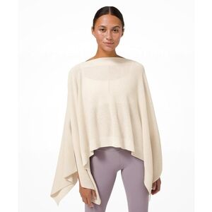 Lululemon Forward Flow Poncho Knit Cape Sweater Light Ivory One Size